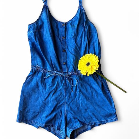 Granola Girl Blue Denim Romper — Perfect for Summer! - Picture 1 of 5